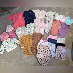 35 PC  Newborn Girls Baby Clothes Bundle